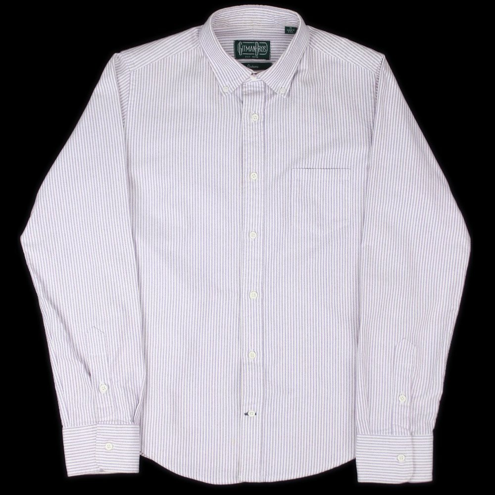 Gitman Bros Vintage Sisters White/Purple Stripe Oxford Cloth Button Down Shirt M